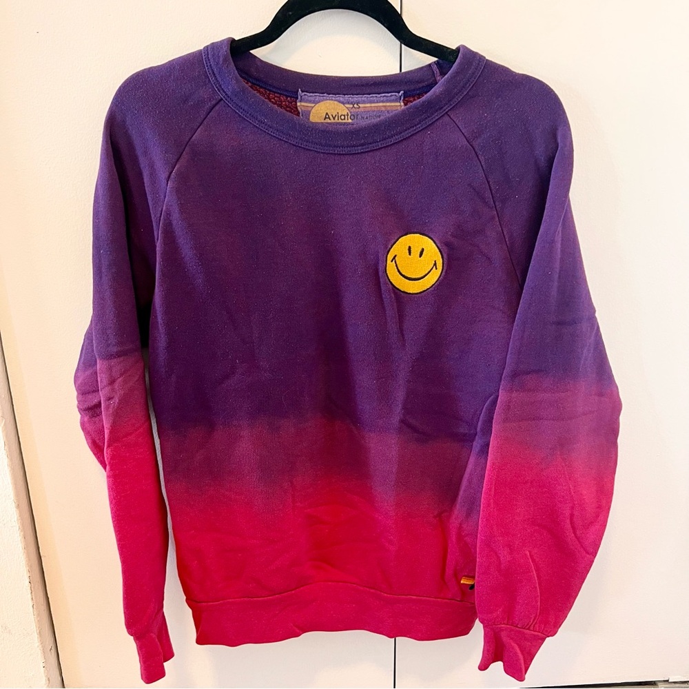 Aviator Nation Tie Dye Smiley Crewneck